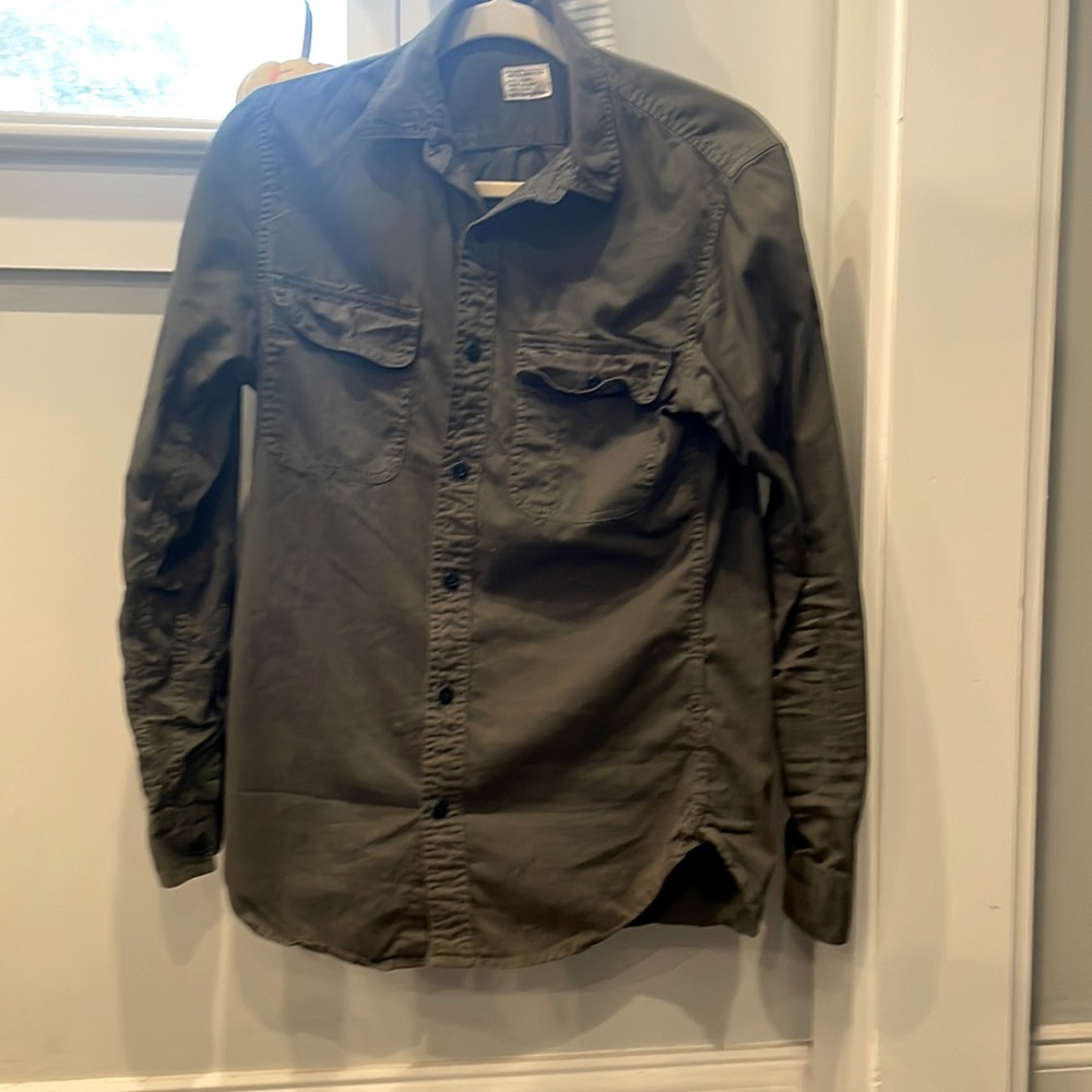 Army green jcrew shirt